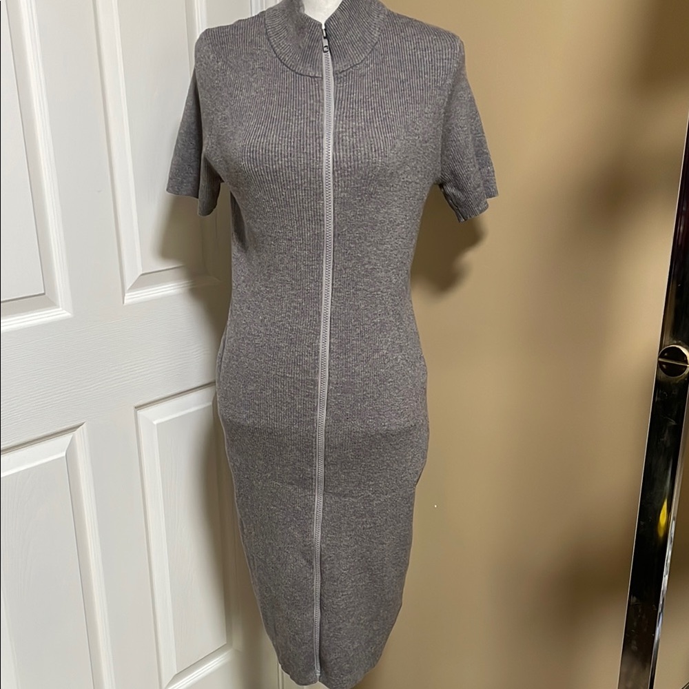 Heather Gray Knee-Length Asymmetrical Dress